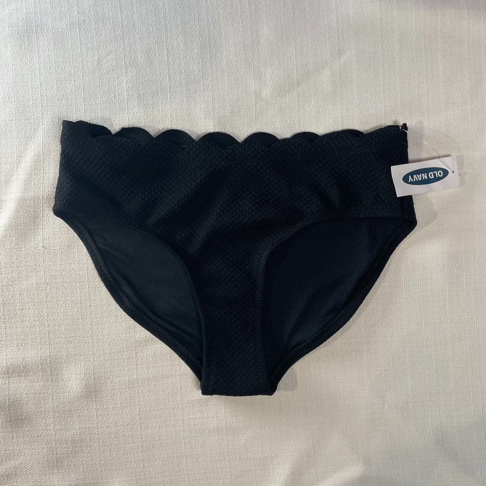Old Navy Black Bikini Bottom Scallop Edge Large
